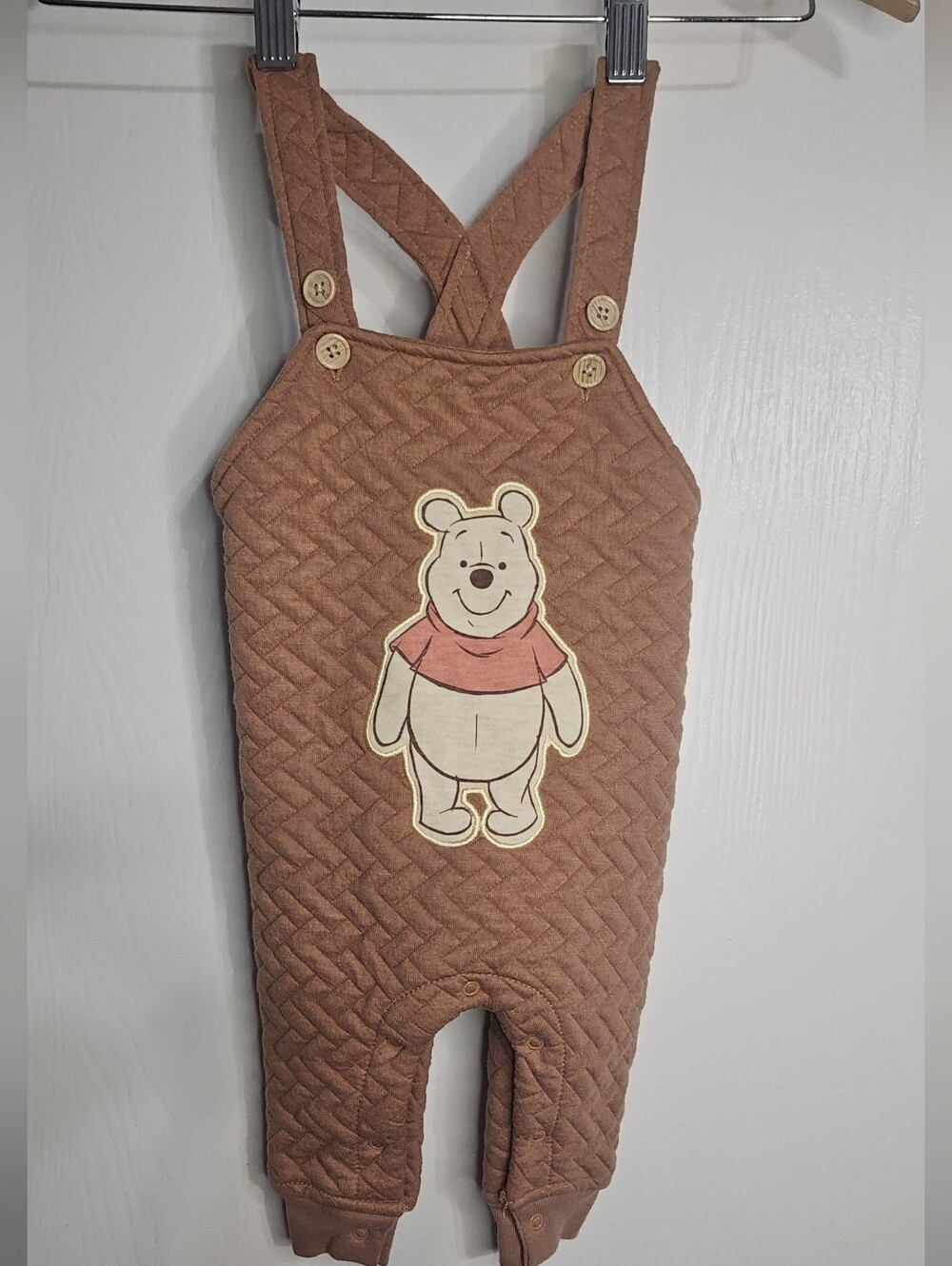 Disney Quilted Brown Pooh One-Piece Bodysuit